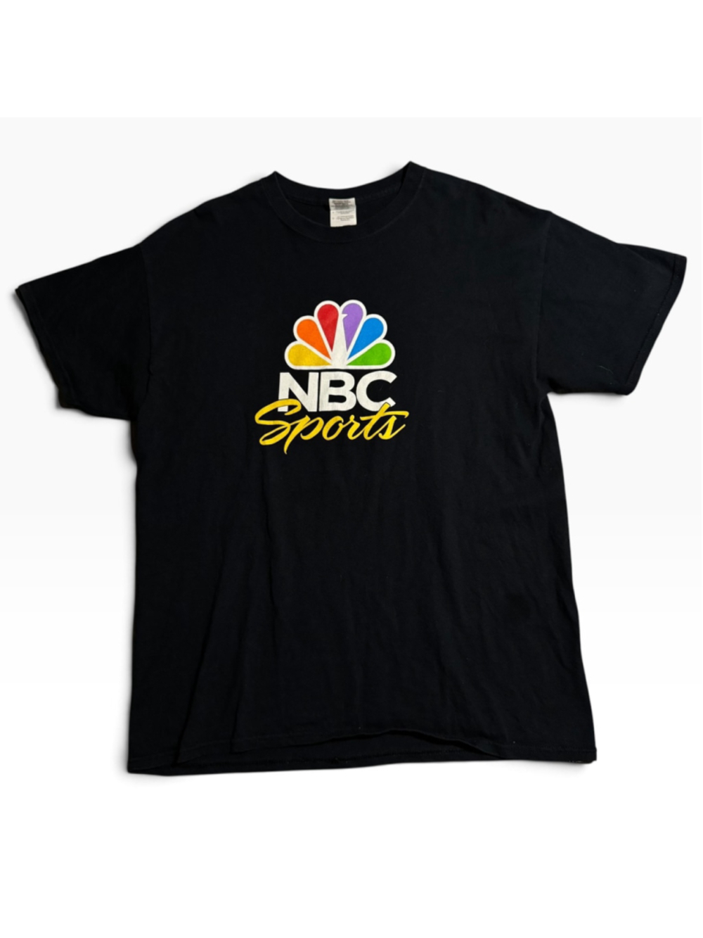 Vintage NBC Sports Graphic T-Shirt Black Size L